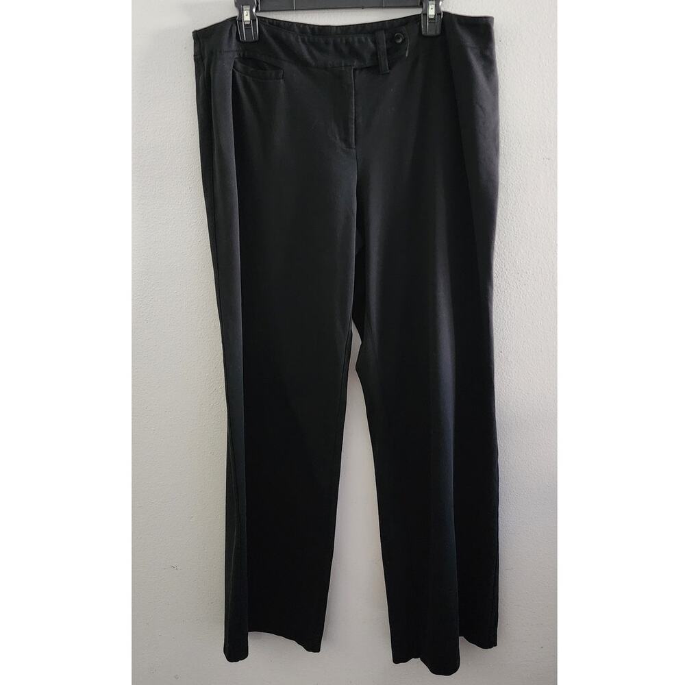 Eileen Fisher Rayon Nylon Stretch Wide Leg Ponte Pants Black Large